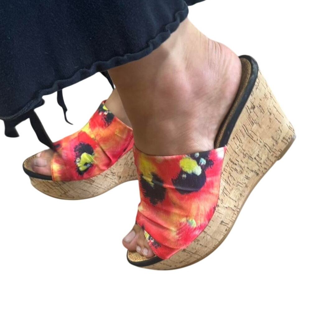 Nine West Tropical Floral Slide Wedge Sandals – Size 7M